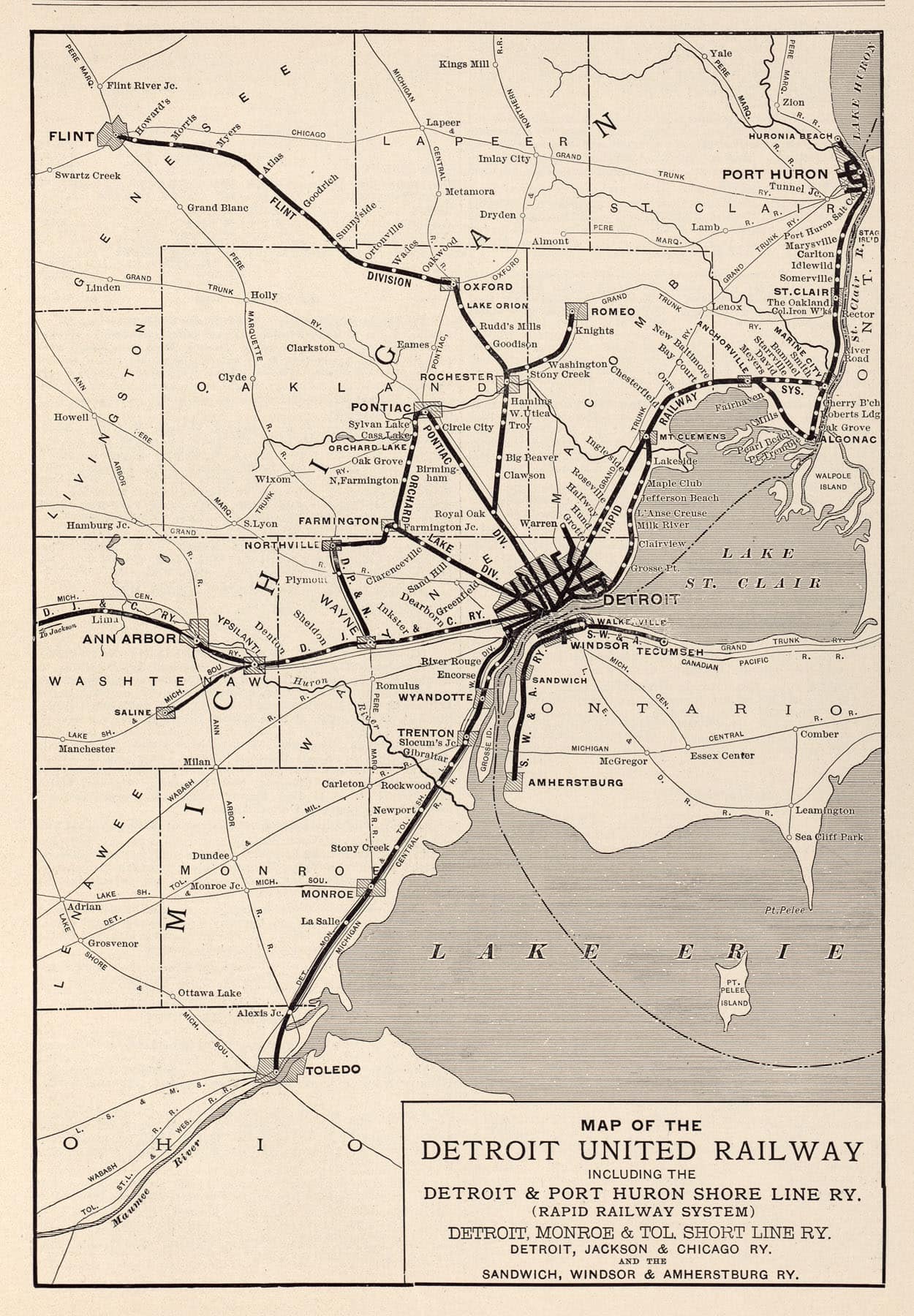 Map of the DUR Interurban Lines