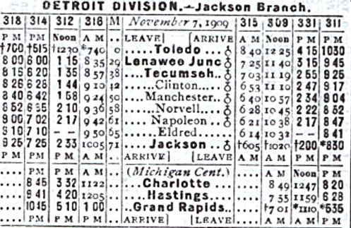 Jackson Branch Timetable