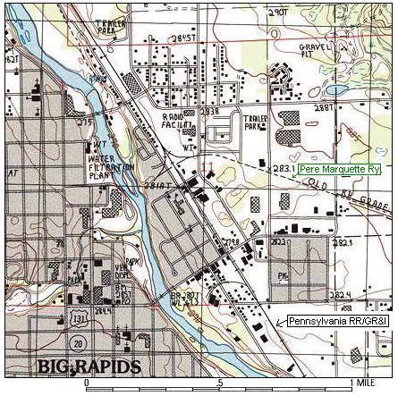 Big Rapids MI railroad map