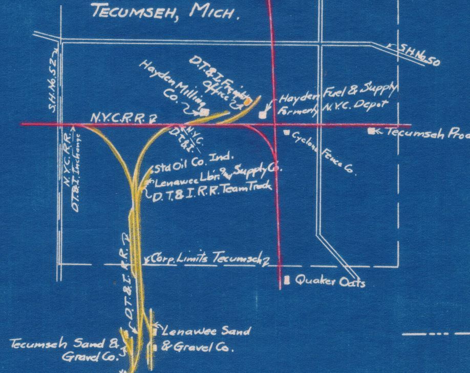 Tecumseh Railroad Map 1930
