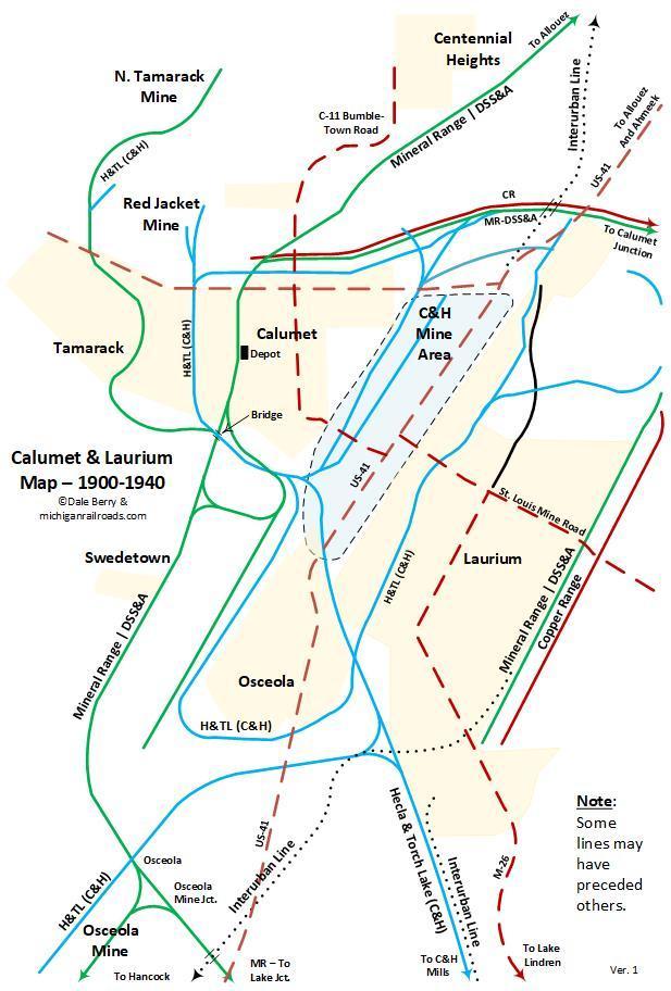 Calumet and Laurium Map