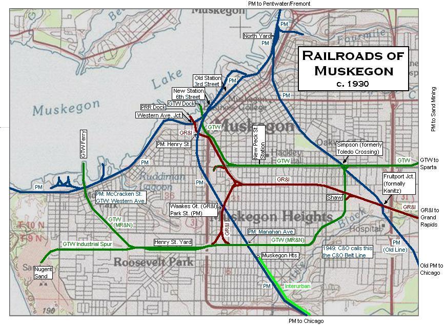 Muskegon MI railroad map